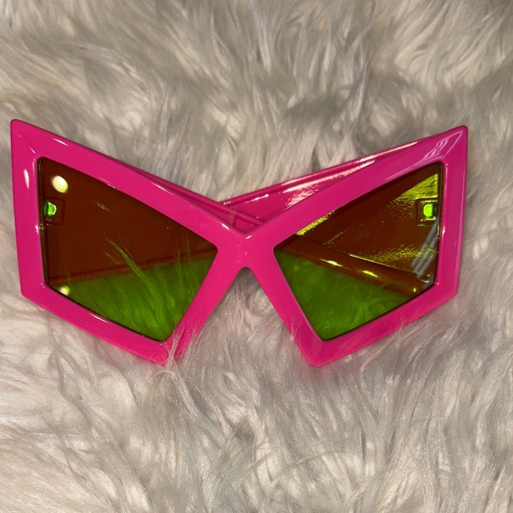 Pink and Green Geometric Sunglasses